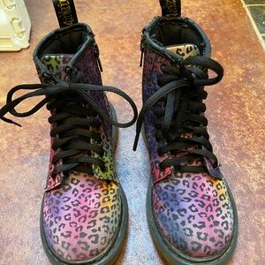 Doc Martens kids rainbow cheetah pattern boots
